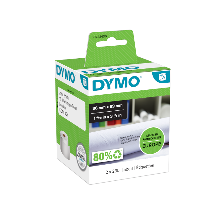 Dymo 99012 Brede adresetiketten 36x89mm, (2x260)