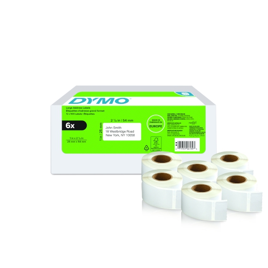 Dymo 2177564 25 x 54 mm Multi pack 6 rollen Dymo 2177564 25 x 54 mm Multi pack 6 rollen