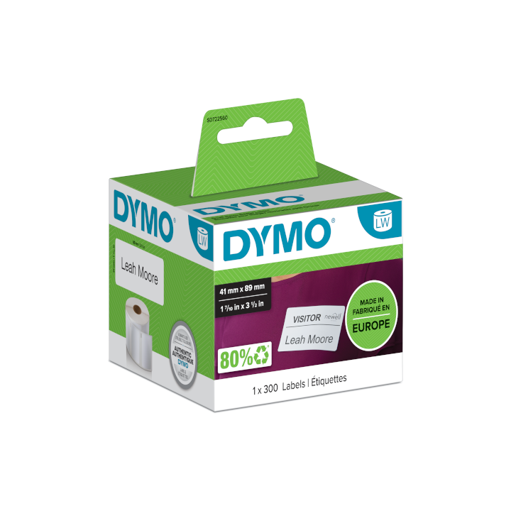 Dymo 11356 41x89mm Verwijderbare witte naambadge