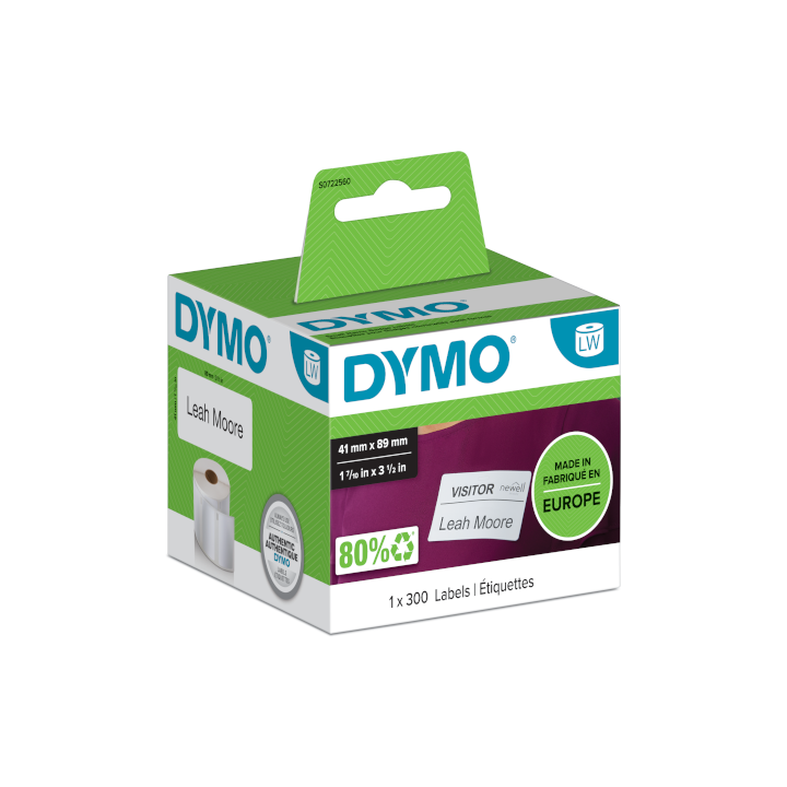 Dymo 11356 Verwijderbare witte naambadge Dymo 11356 Verwijderbare witte naambadge