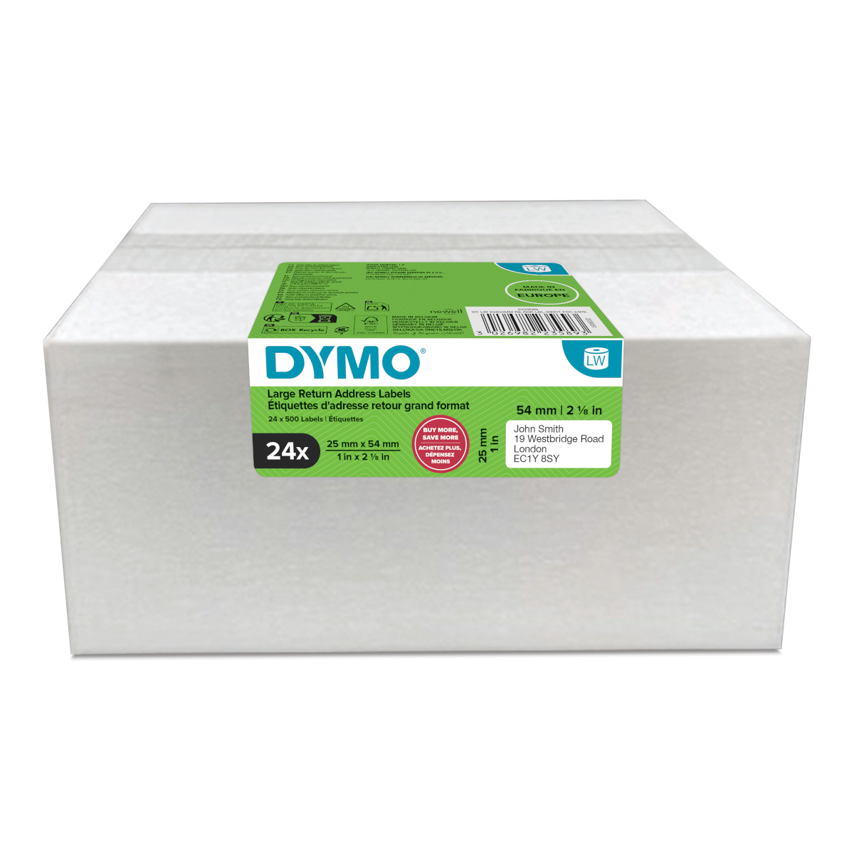 Dymo 2223589 25x54 mm Multi pack 24 rollen Dymo 2223589 25x54 mm Multi pack 24 rollen