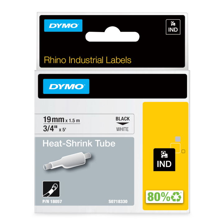 Rhino 18057 Krimpkous 19mm zwart op wit Rhino 18057 Krimpkous 19mm zwart op wit