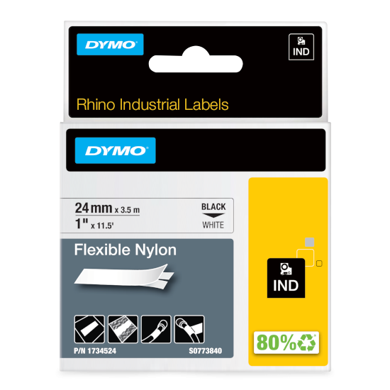 Dymo 1734524 RHINO flexibele nylontape 24mm verpakking Dymo 1734524 RHINO flexibele nylontape 24mm verpakking