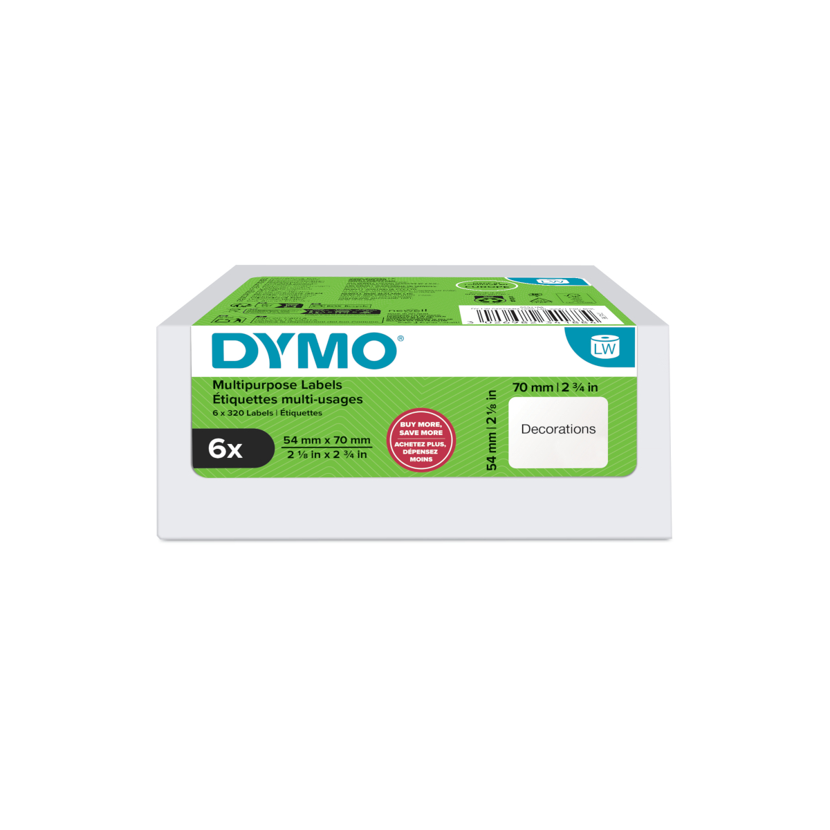 Dymo 2234188 value pack 6x LabelWriter etiket 54 x 70 mm