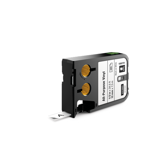 DYMO 1868751 XTL universele vinyl tape 12mm zwart op wit DYMO 1868751 XTL universele vinyl tape 12mm zwart op wit