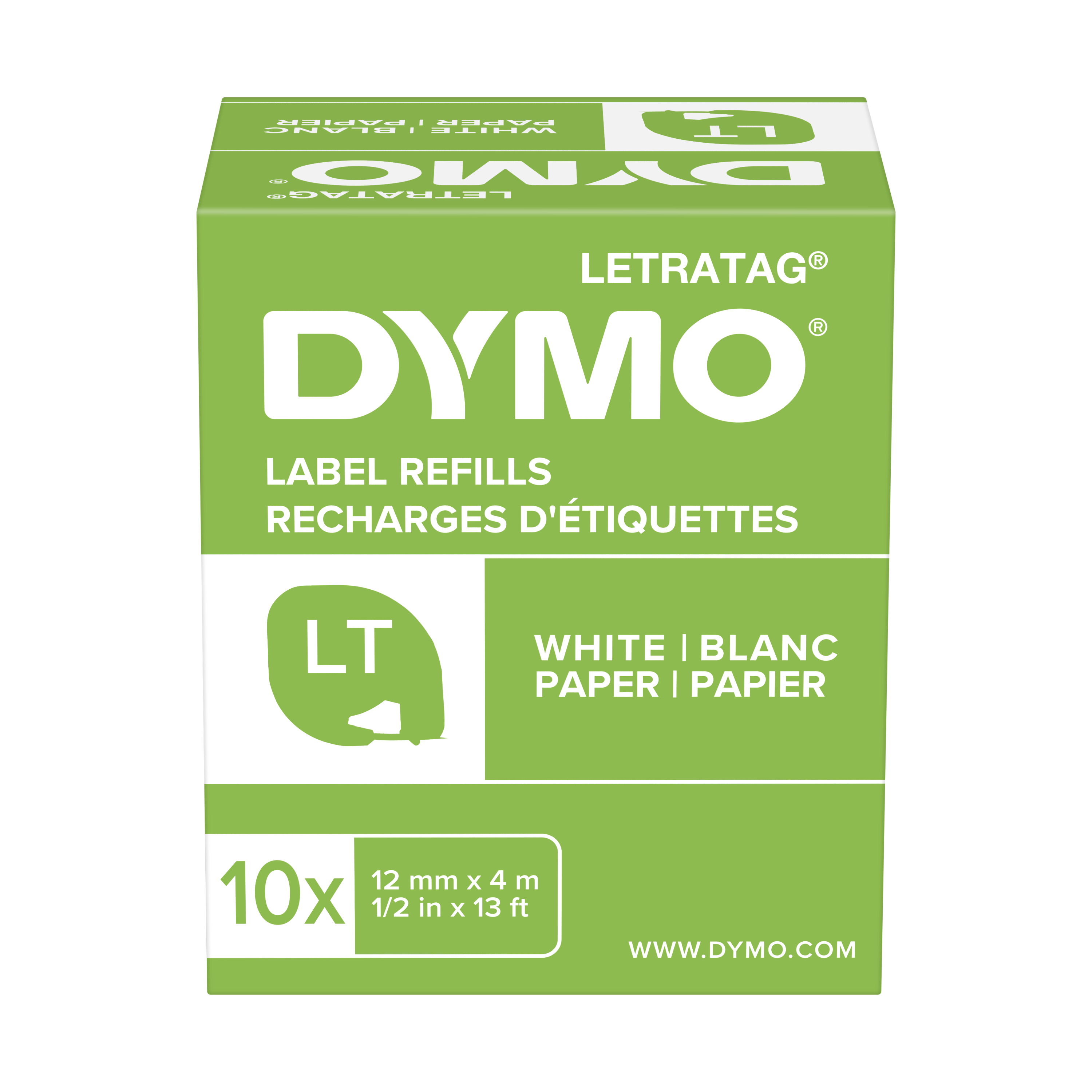 Dymo 91200 LetraTag papieren tape zwart op wit 12mm 