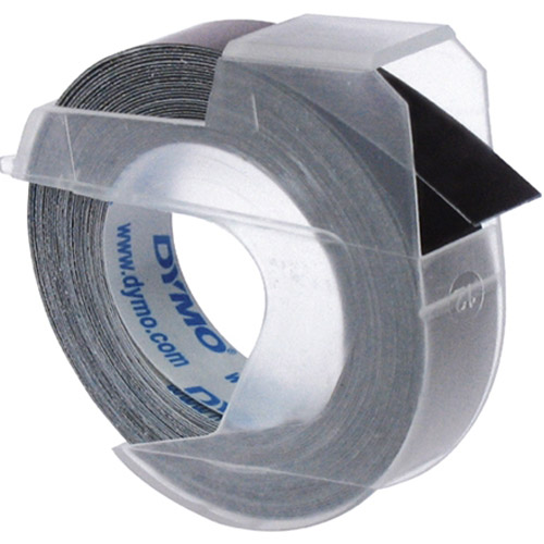 Dymo 3D reliëftape, wit op zwart, 9mm x 3 m, doos van 10 rol